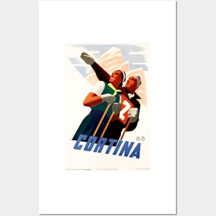 CORTINA ITALY Winter Sports Holiday Advertisement Vintage Skiing Posters and Art